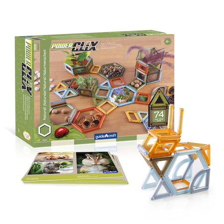 Guidecraft PowerClix Frames, Natural, Magnetic Building Set, 75 Pieces G9204